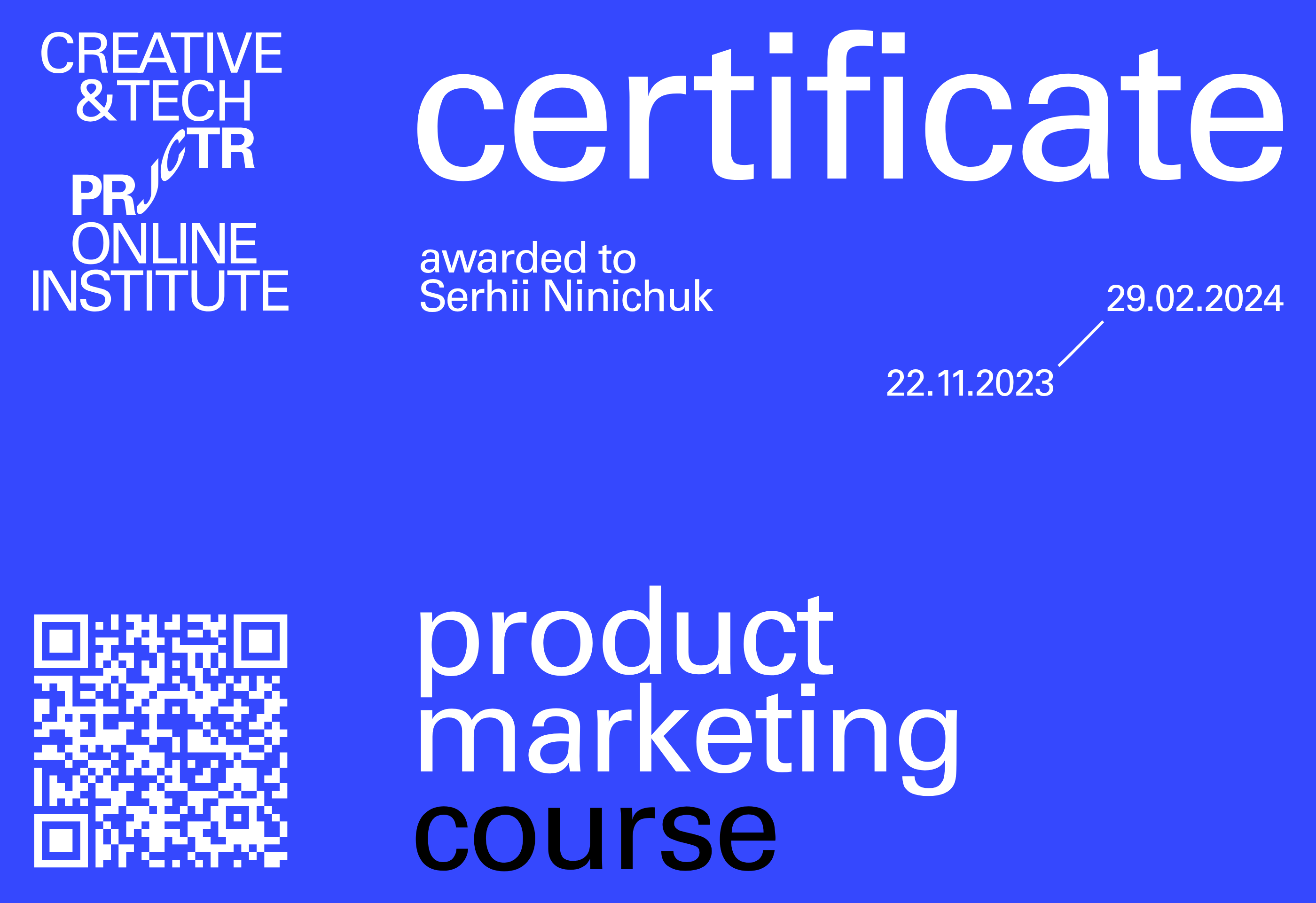 Projector Certificate — Сергій Нінічук