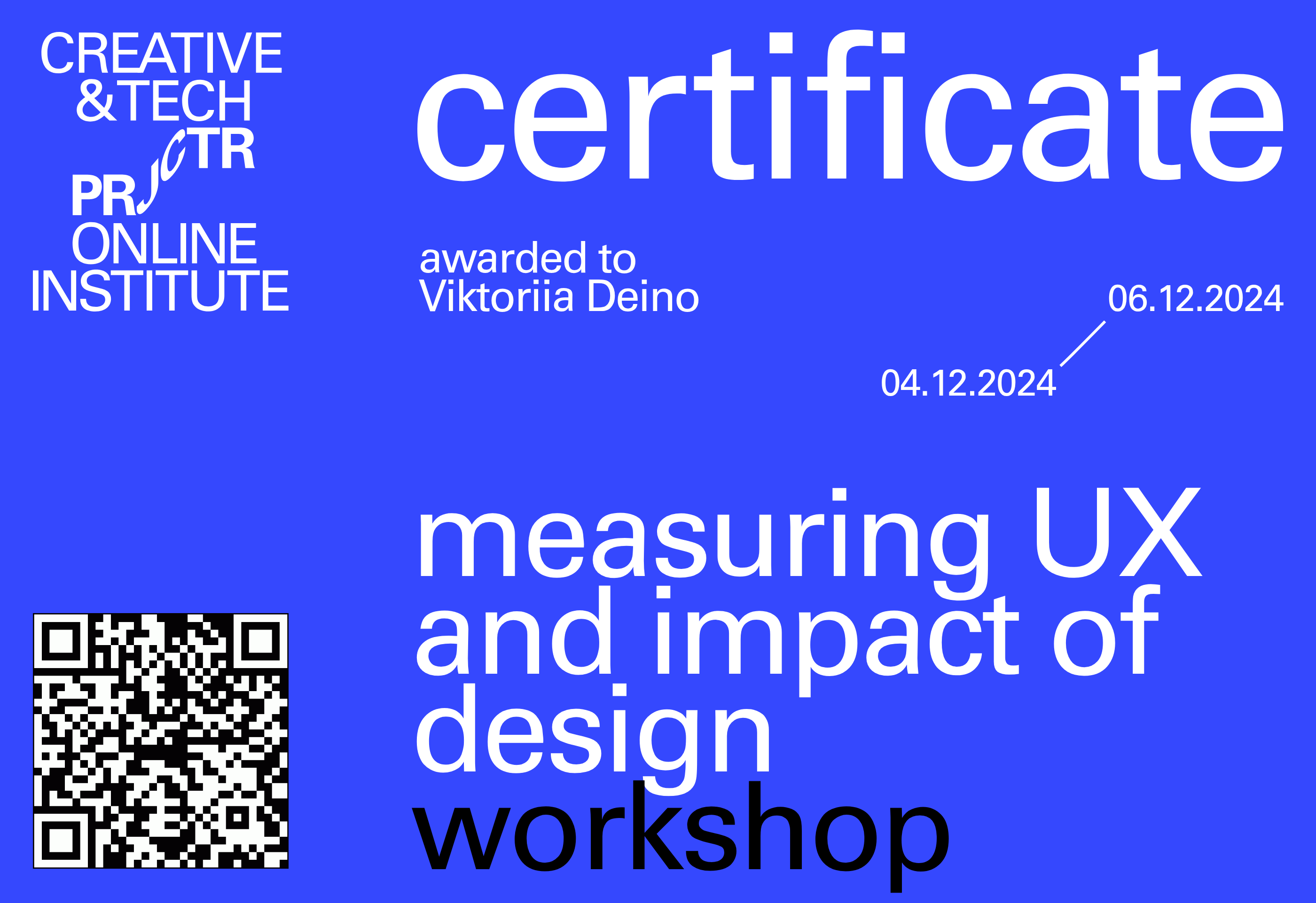 Projector Certificate — Viktoriia Deino