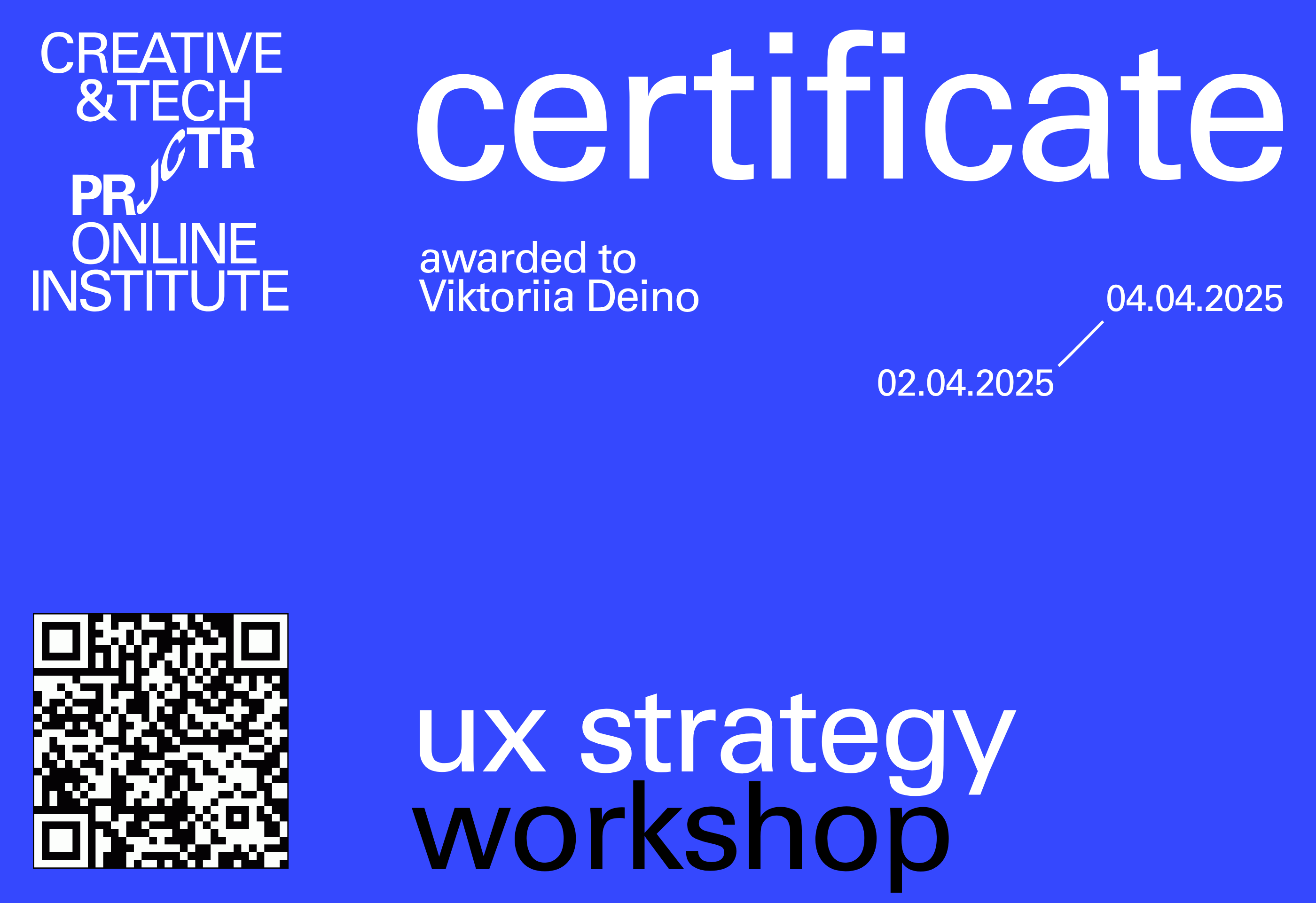 Projector Certificate — Viktoriia Deino