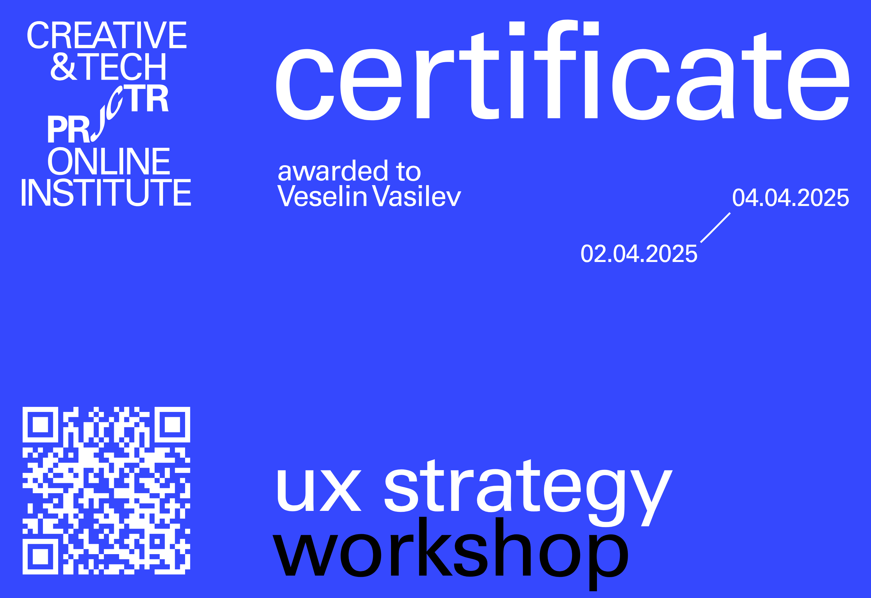 Projector Certificate — Veselin Vasilev