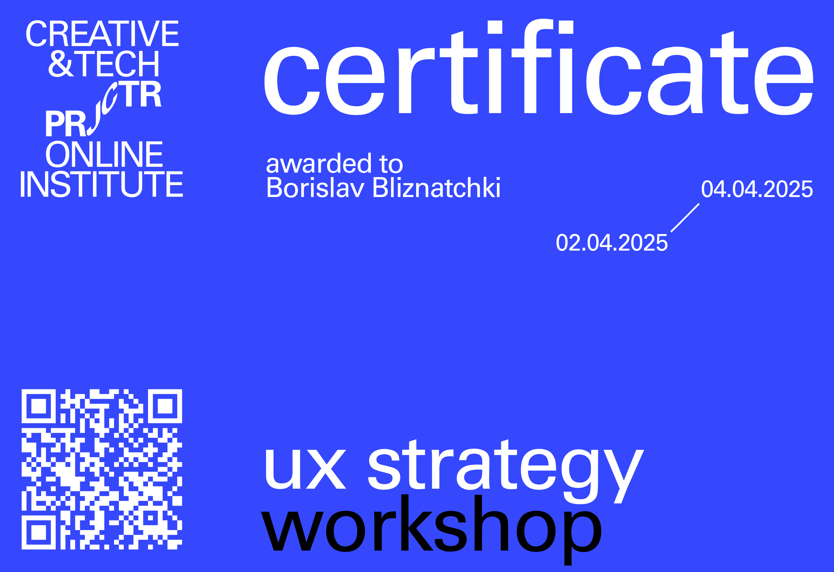 Projector Certificate — Borislav Bliznatchki