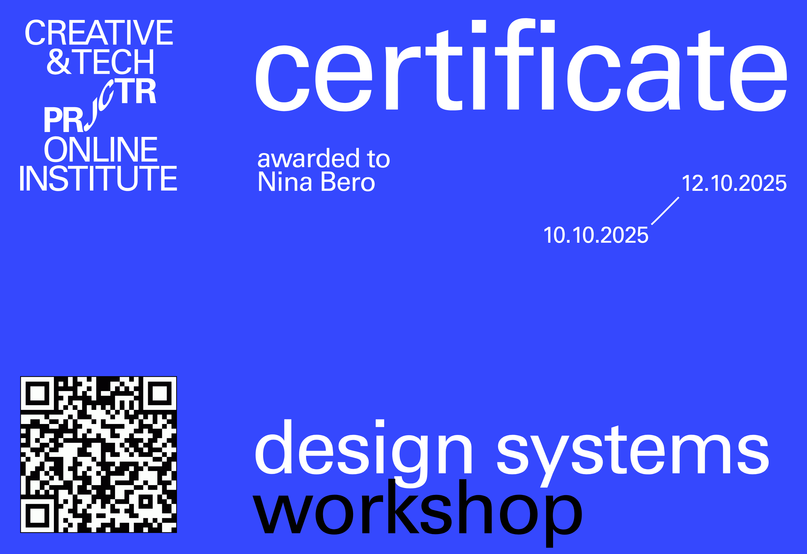Projector Certificate — Nina Bero