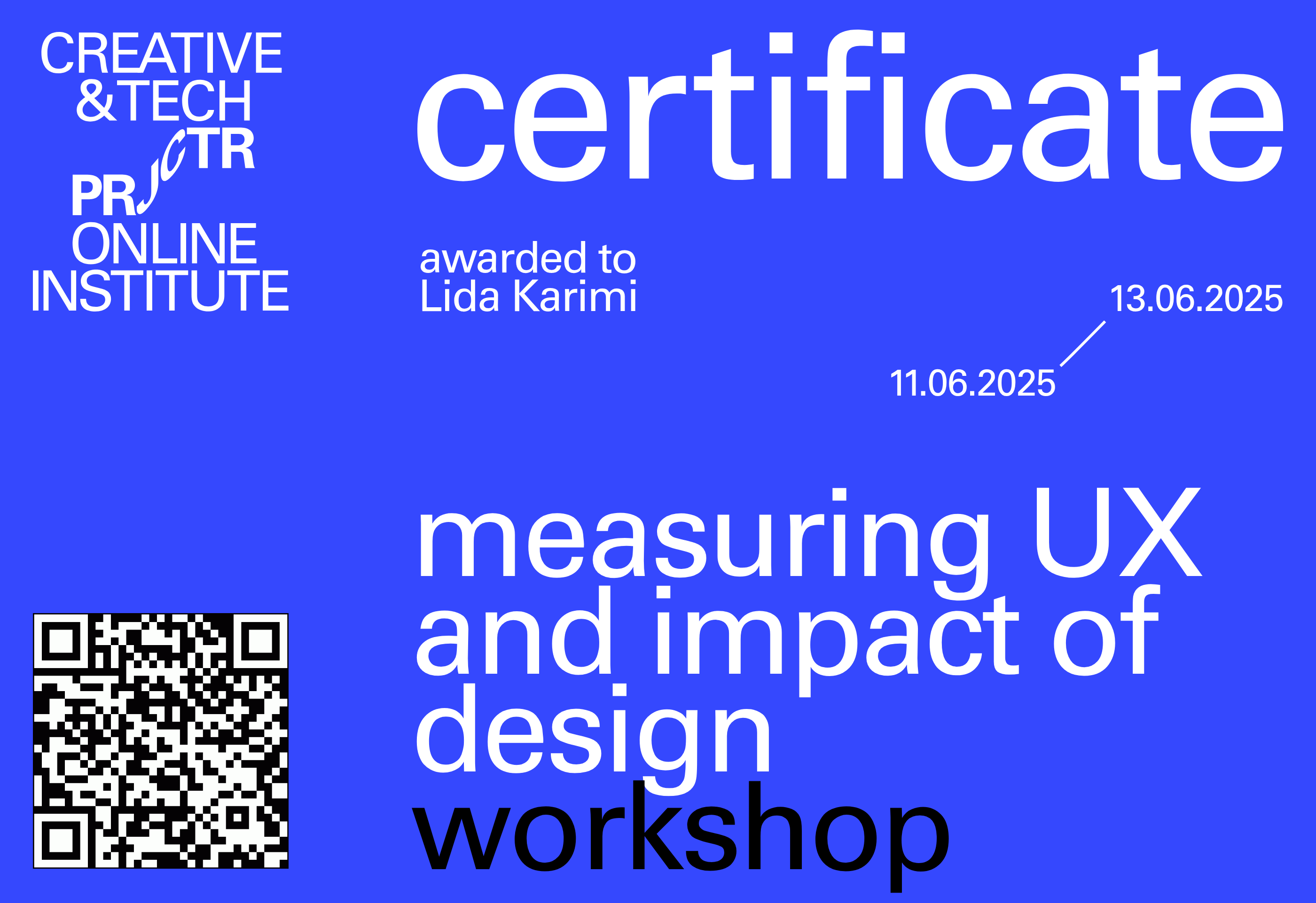 Projector Certificate — Lida Karimi