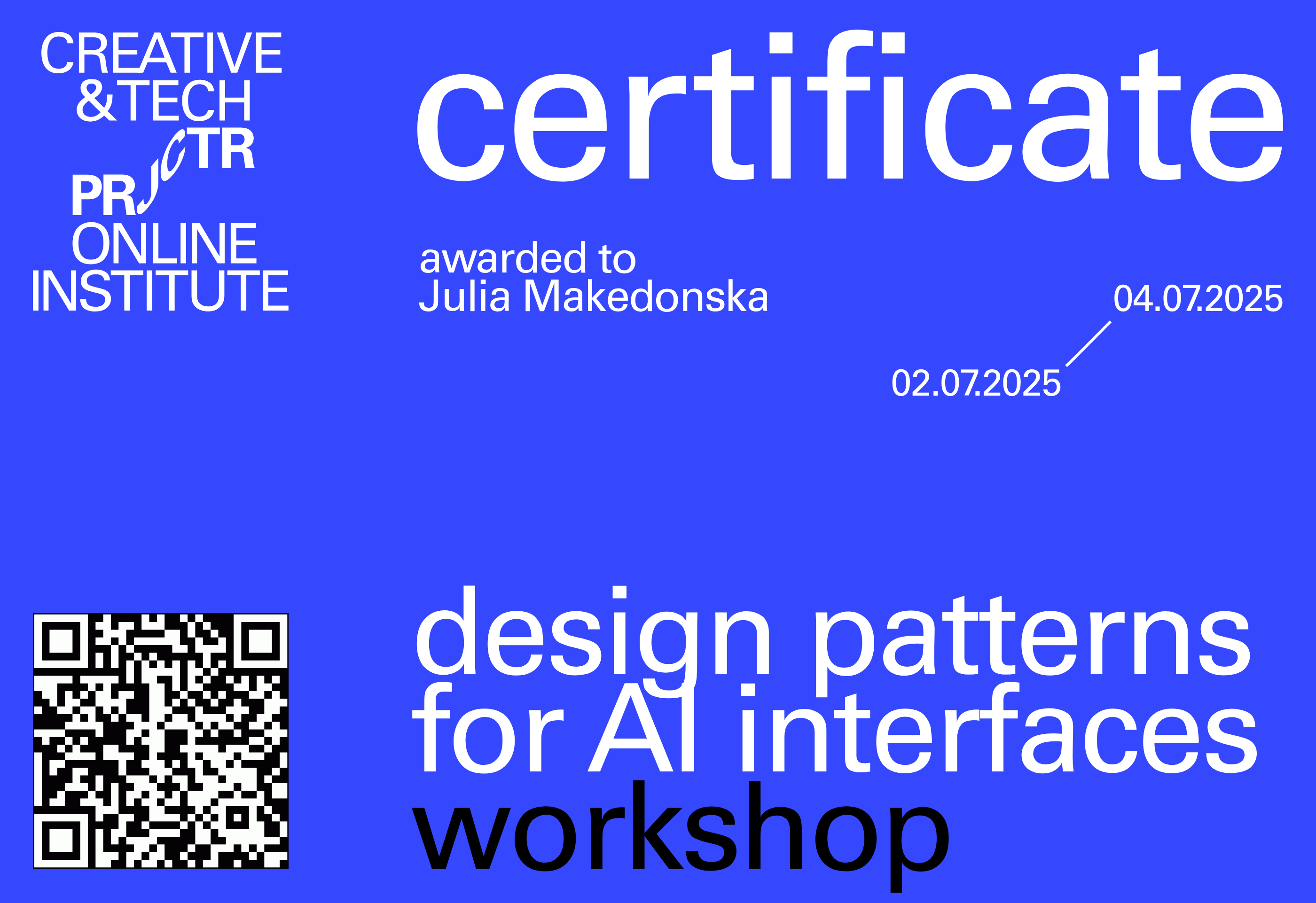 Projector Certificate — Julia Makedonska