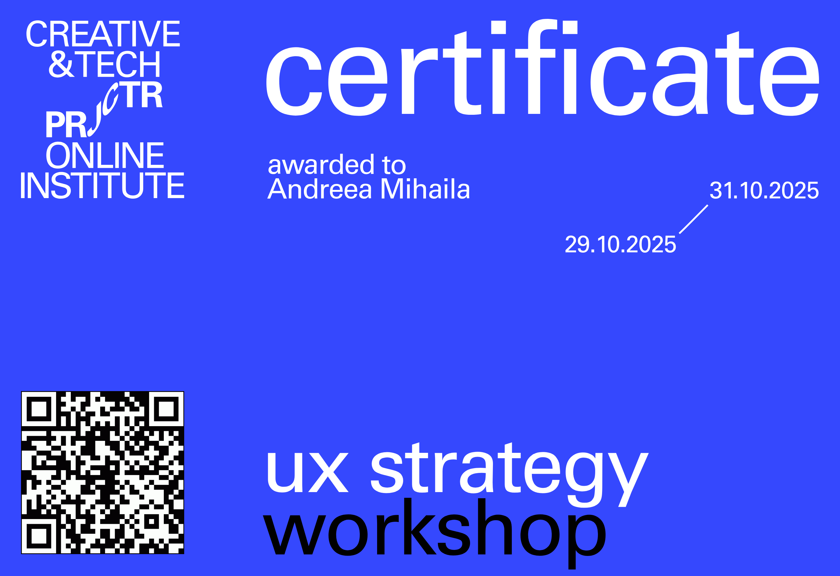 Projector Certificate — Andreea Mihaila