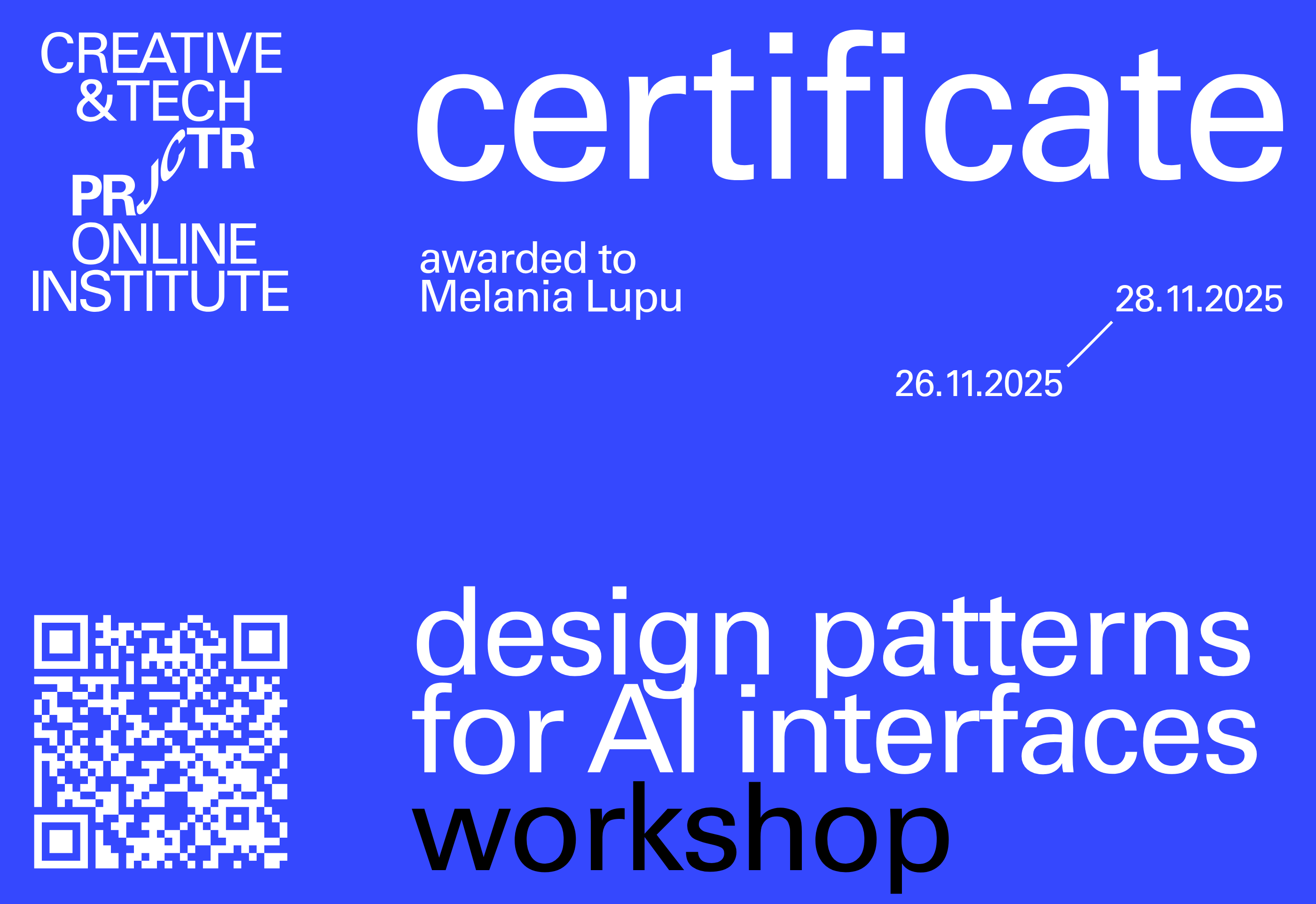 Projector Certificate — Melania Lupu