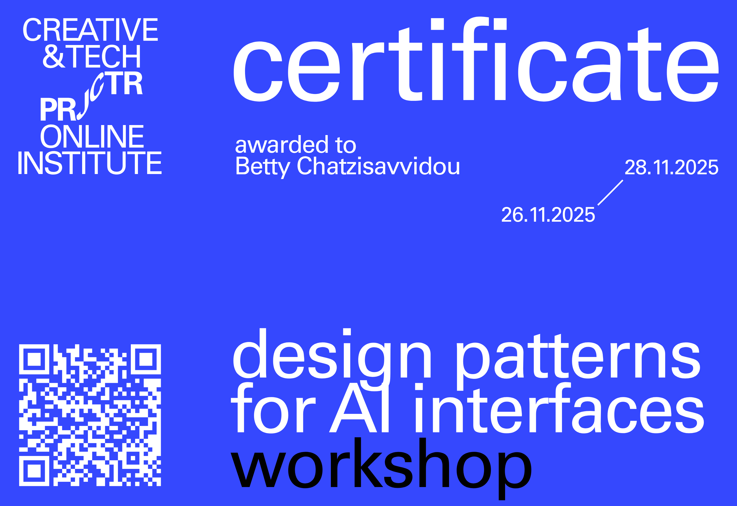 Projector Certificate — Betty Chatzisavvidou