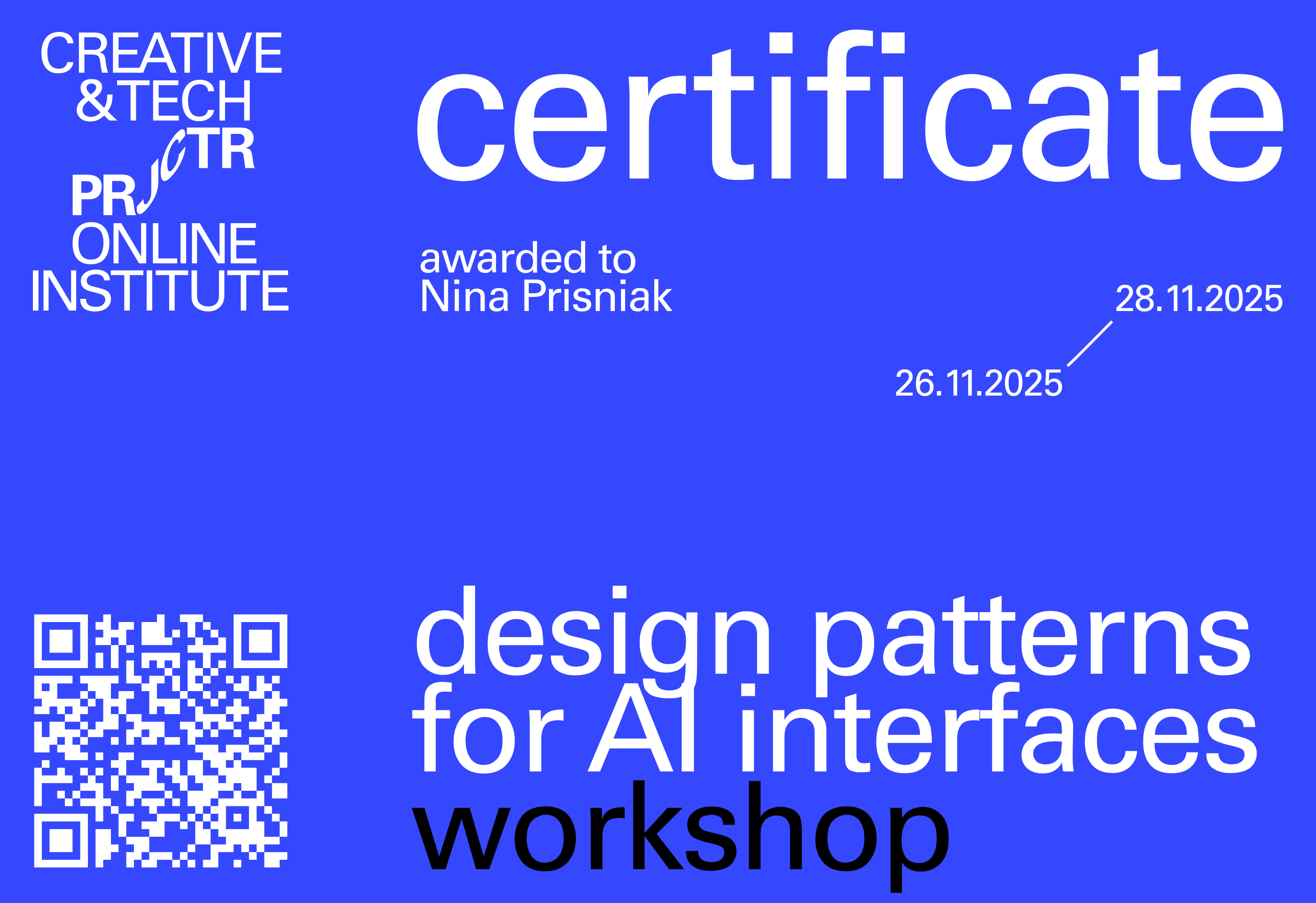 Projector Certificate — Ніна Прісняк