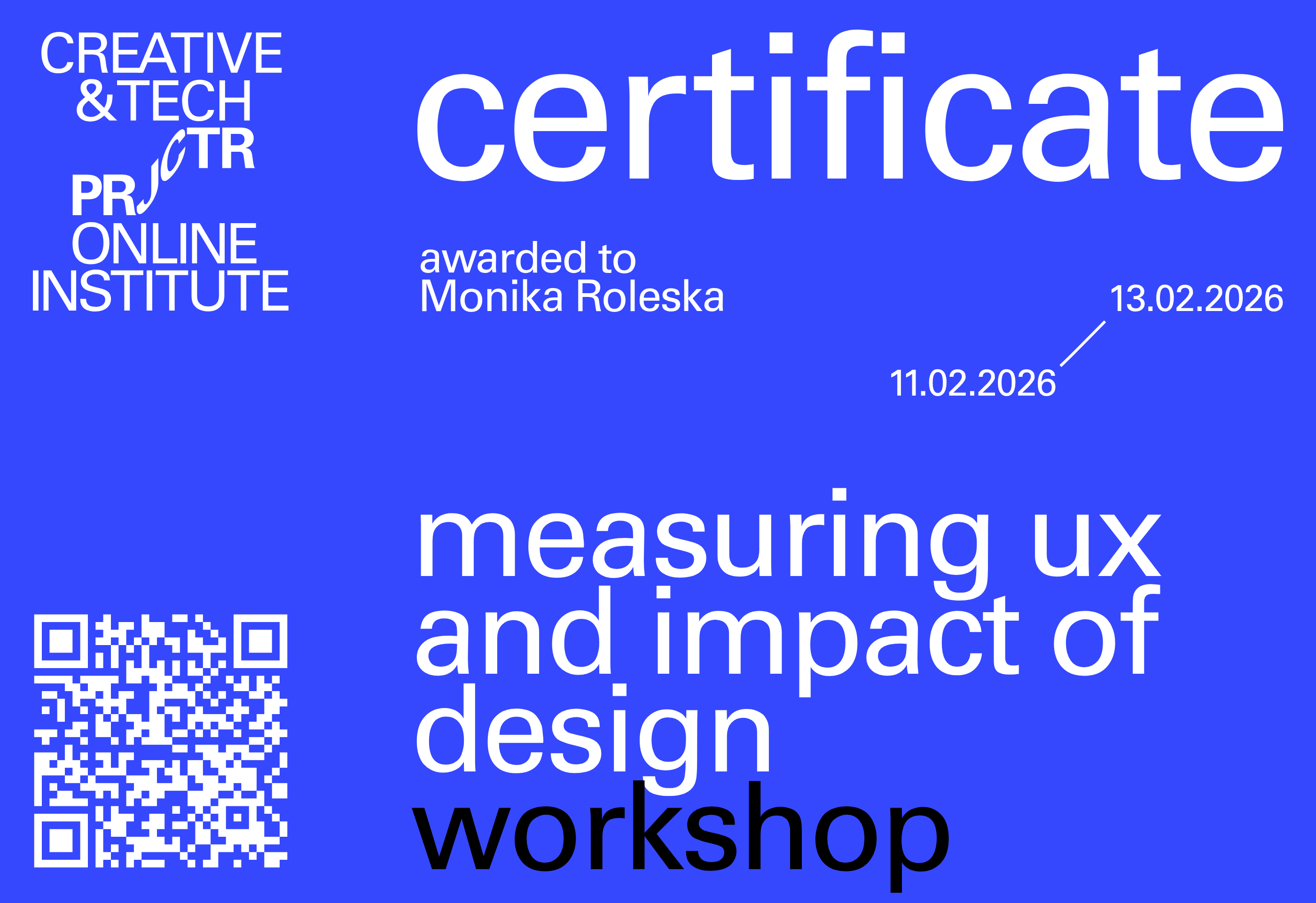 Projector Certificate — Monika Roleska