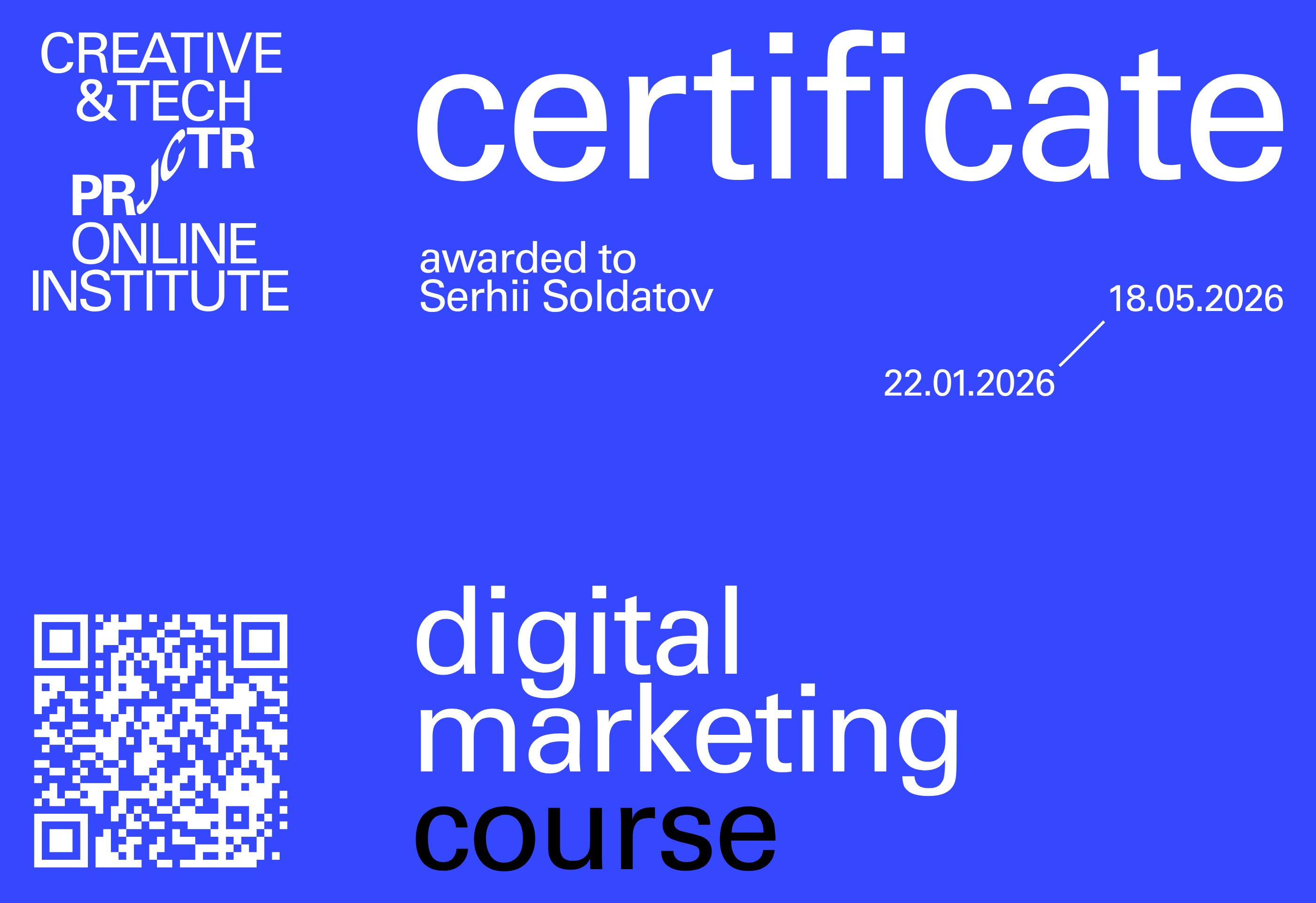 Projector Certificate — Сергій Солдатов