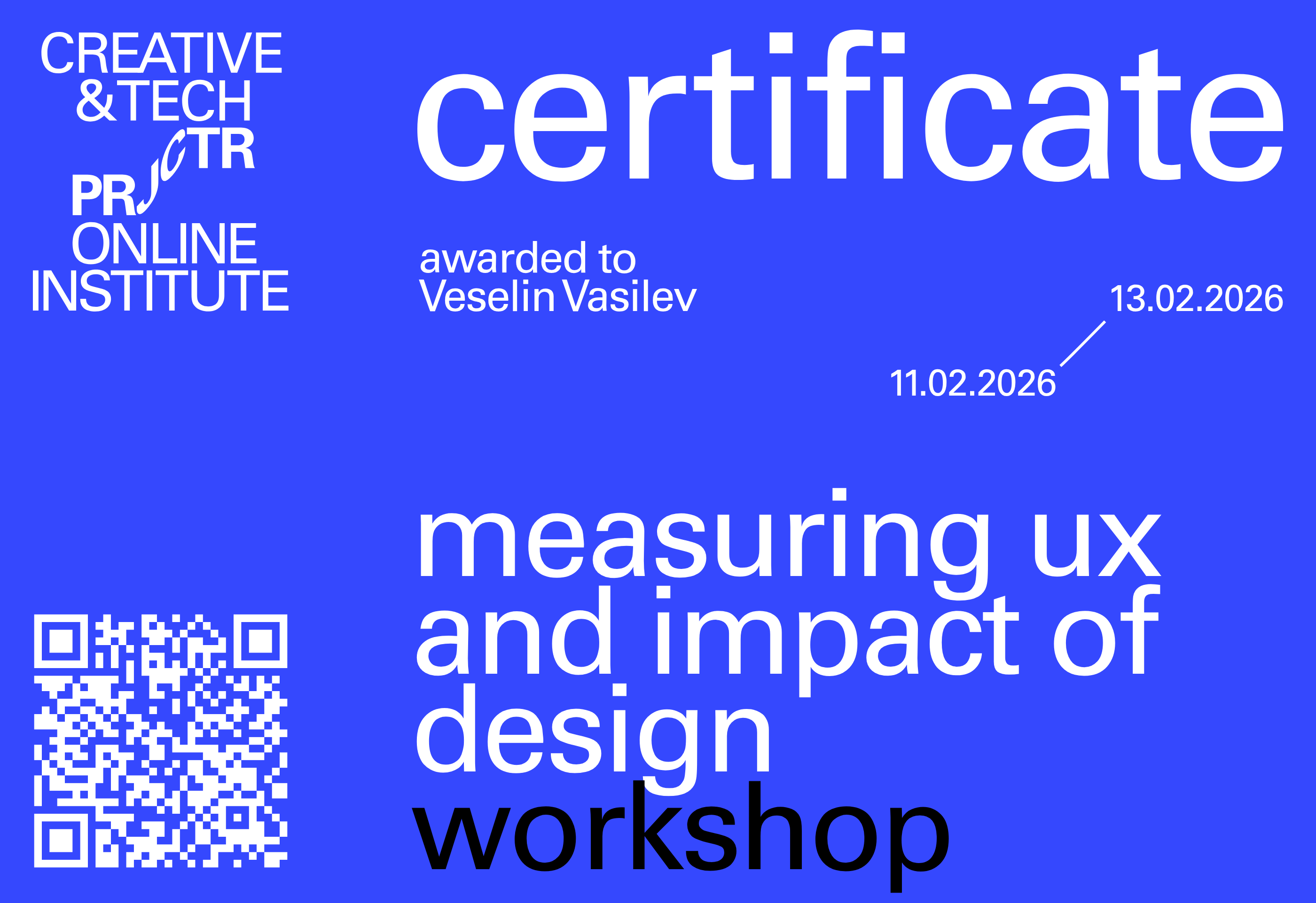 Projector Certificate — Veselin Vasilev