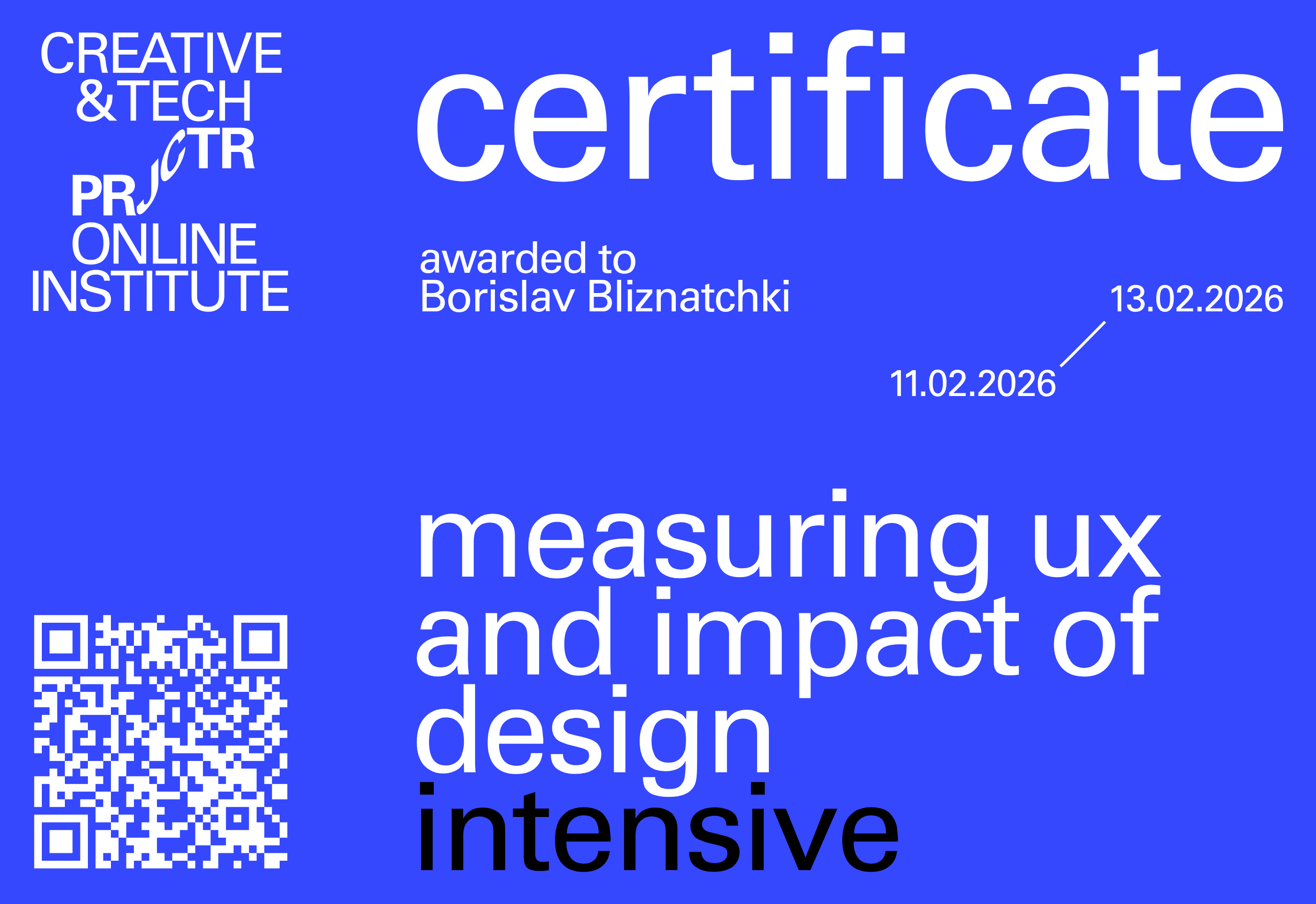 Projector Certificate — Borislav Bliznatchki