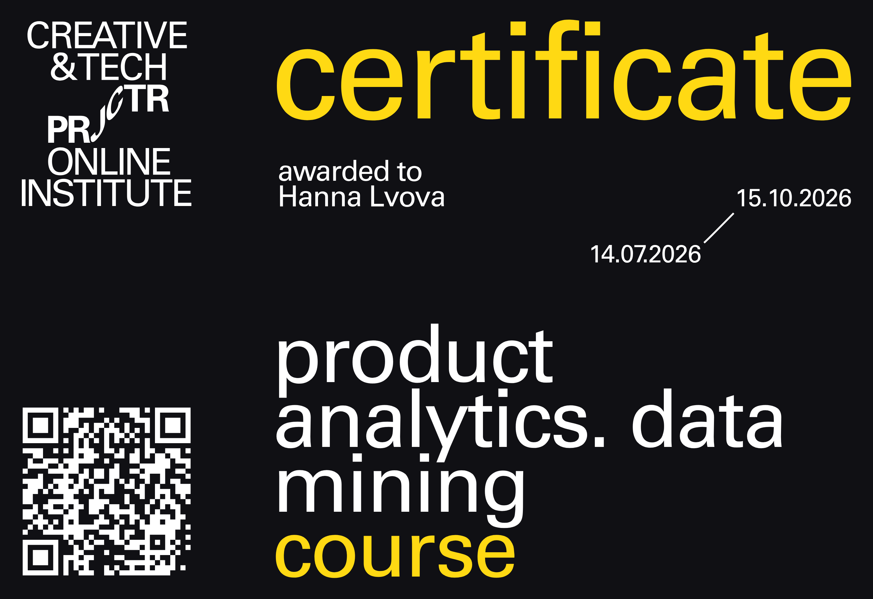 Projector Certificate — Hanna Lvova